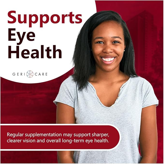 GeriCare Eye Support Gummies, Compare to Bausch and Lomb Ocuvite Gummy, Lutein & Zeaxanthin Vision Health Supplement, Naturally Sourced, Plant-Based, Non-GMO, Gluten-Free, 60 Chewable Berries Gummies