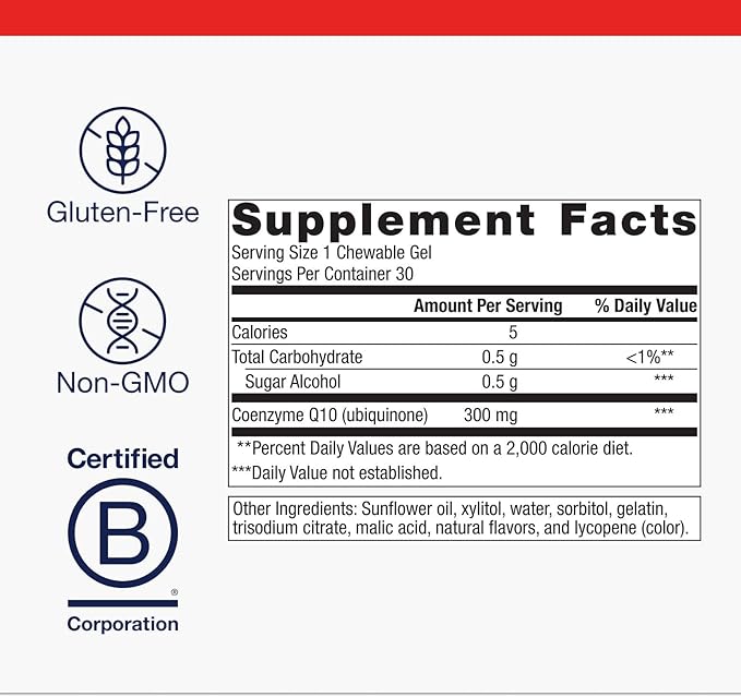 Metagenics NutraGems CoQ10 300 mg - High Absorption Antioxidant Supplement - Supports Heart Health, Energy Production & Cellular Function* - Coenzyme Q10 with Lycopene - 30 Chewable Gels