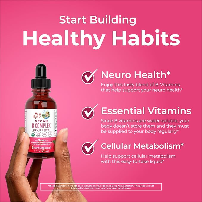 MaryRuth Organics Vitamin B Complex | B Vitamins Complex | Biotin | Vitamin B12 | Niacin | Folate | Metabolic Support Supplement | Vegan | USDA Organic | Non-GMO | Gluten Free | 2 Month Supply
