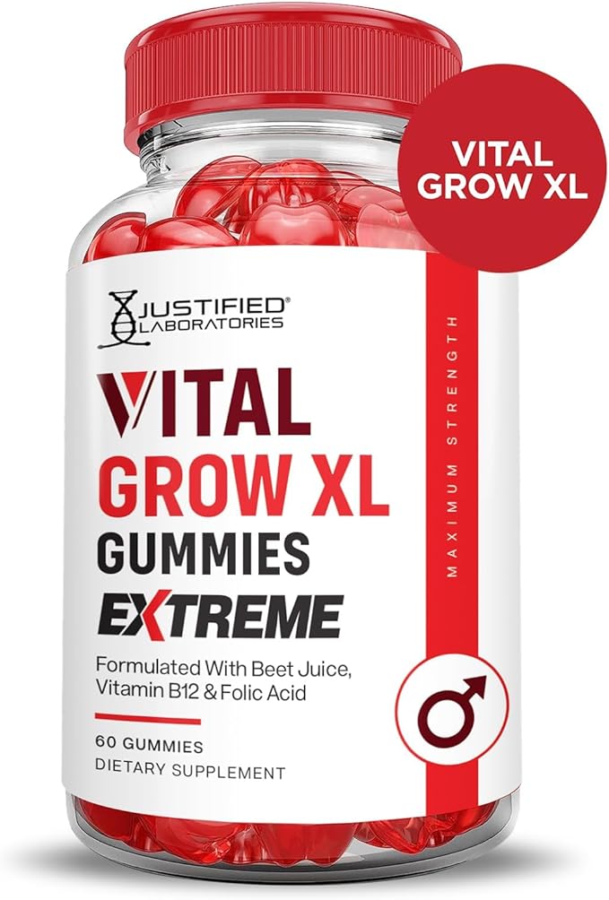 Justified Laboratories (2 Pack Vital Grow XL Extreme 2000MG Performance Gummies Advanced Formula Formulated with ACV Pomegranate Beet Juice Powder B12 Vegan Non GMO 120 Gummys