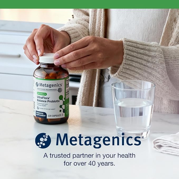 Metagenics UltraFlora Balance Probiotic - Shelf-Stable Daily Gut Health Supplement for Digestive & Immune Support* - Non-GMO & Gluten-Free - 30 Capsules