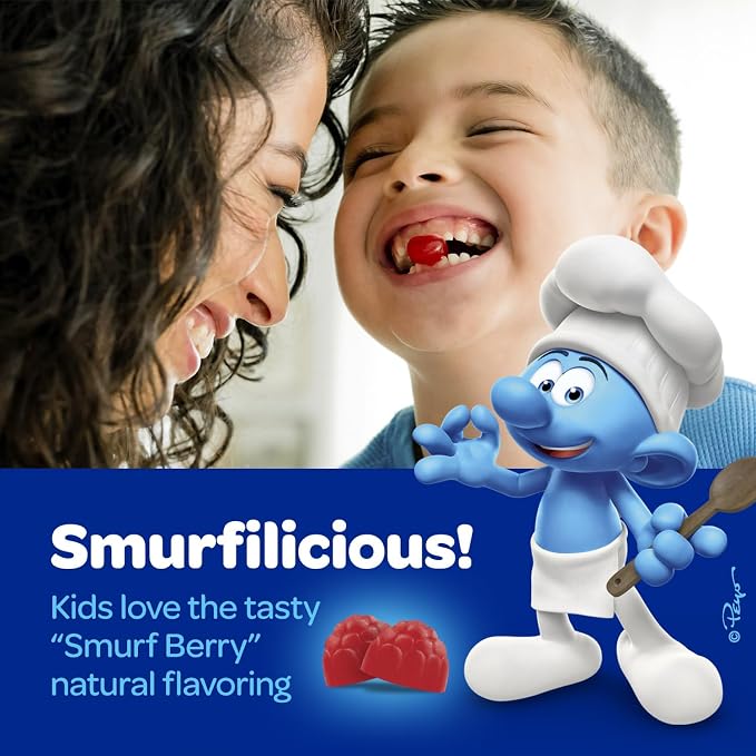 The Smurfs Kids Probiotic Gummies with 1 Billion CFU Probiotics & Prebiotics Chewable Probiotic Kids for Digestive Support, Healthy Gut & Immune Health | Ages 3+ | Made with Real Fruit | 80 Count