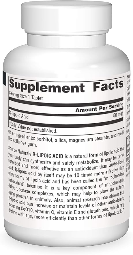 Source Naturals R-Lipoic Acid 50mg, 60 Tablets
