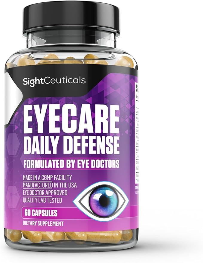 Eyecare Daily Defense Eye Vitamin Doctor Formulated with Lutein, Zeaxanthin, Astaxanthin, Made in The USA, Dairy & Soy Free, Non-GMO, Gluten Free, Vegan