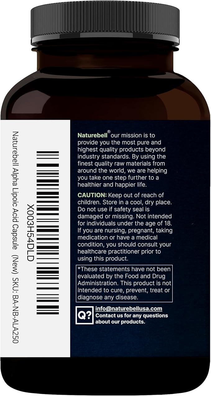 NatureBell Alpha Lipoic Acid Complex, 600mg, 300 Capsules | 4-in-1 Myelinctin Formula with R-ALA, S-ALA, Thiamine & Benfotiamine | High Absorption & Antioxidant Support | Non-GMO, Gluten-Free