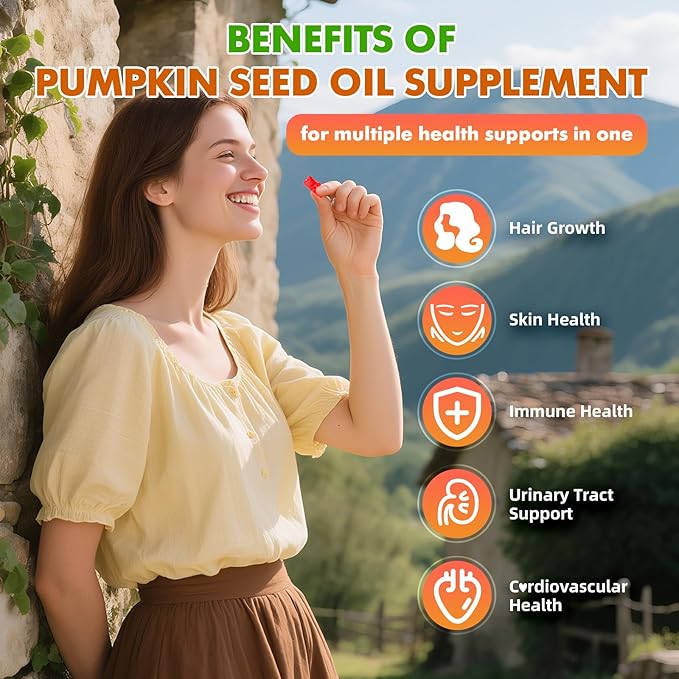 2 Pack Pumpkin Seed Oil Gummies with Saw Palmetto, Organic Pumpkin Seed Oil Supplement, High Pure Extract for Women Men, Raspberry Flavor, 120 Count