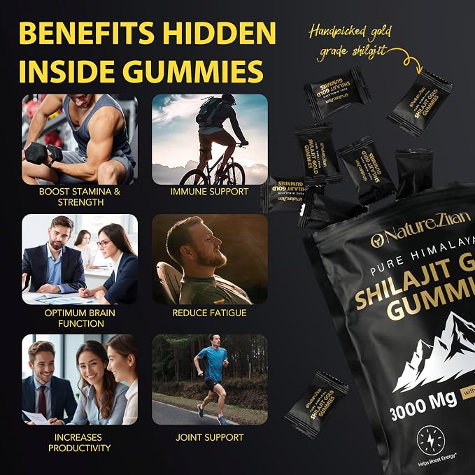 Shilajit Gummies for Men & Women - Shilajit Gold Gummies Rich In Ashwagandha, Gokshura with 85+ Minerals, Authentic Flavor,Organic, Zero Sugar & Vegan, 100% Natural - 80 Count (80 Count (Pack of 1))