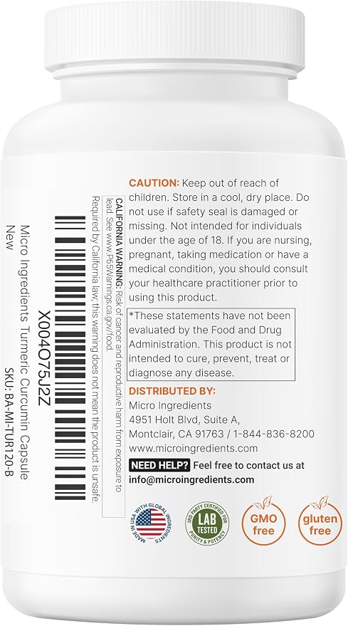 Micro Ingredients Pure Turmeric Curcumin Supplement 1,000mg – 95% Curcuminoids with Black Pepper & Ginger – High Absorption for Joint & Antioxidant Support* – Filler Free, 240 Veggie Capsules