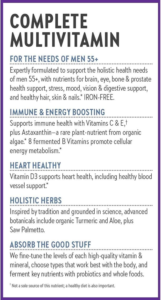 New Chapter Men’s Multivitamin 55+, Extra B6 & B12, D3, Astaxanthin, Vitamin C & Zinc, Immune, Heart, Cellular Energy, and Brain Health, Gentle on The Stomach, One Daily, Non-GMO, 96 Tablets