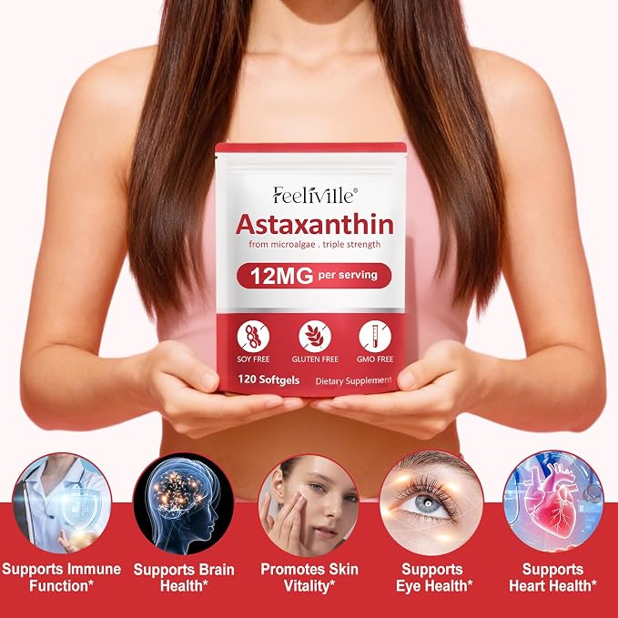 VOFANK Astaxanthin 12mg, Premium Astaxanthin Supplements with Antioxidant Activity, Supports Eye, Joint, Immune, Skin Health, Internal Circulation, Non-GMO & No Gluten 120 Softgels