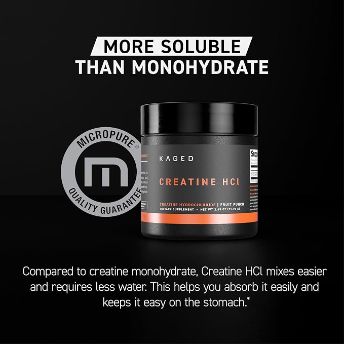 Kaged Creatine HCl Powder | 7X Concentrated vs Mono | Muscle Building & Recovery | High Absorption | No Bloating | Creatine for Men & Women | Vegan, Gluten Free | Lemon Lime | 75 Servings