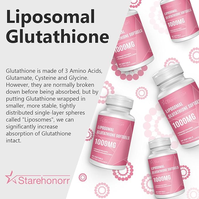 Liposomal Glutathione Softgels 1500MG, Reduced Glutathione Supplement with Vitamin C, Better Absorption, Non-GMO Powerful Antioxidant for Healthy Aging, Detox, Immune Health, 180 Softgels