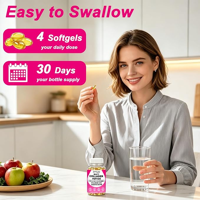 Collagen Supplements for Women & Men, Hydrolyzed Multi Collagen Peptides | Types I, II, III, V, X, Hydrolyzed Collagen Protein w. Hyaluronic Acid Biotin & Vitamin C, Hair, Skin & Nails Beauty Complex
