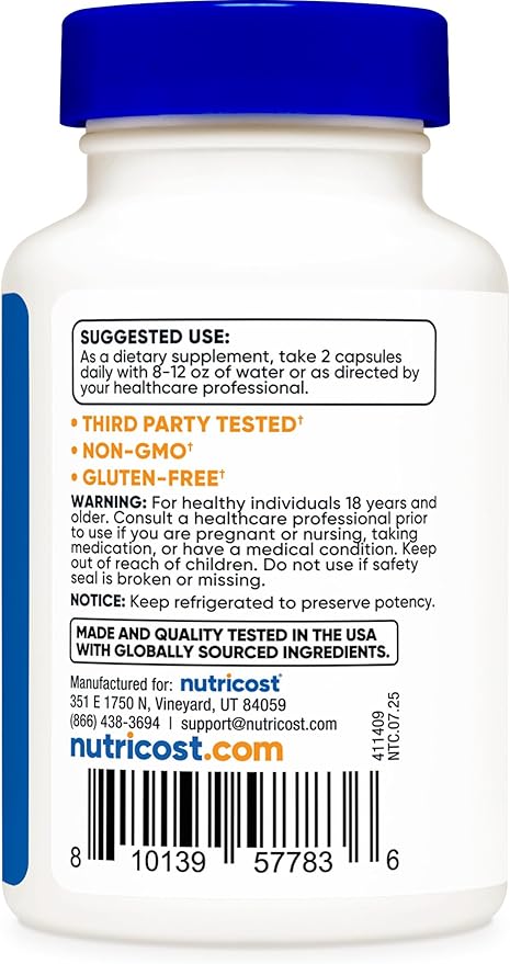 Nutricost NMNH Supplement (500mg) 60 Capsules - Reduced β-Nicotinamide Mononucleotide, Vegan, GMO-Free, Gluten-Free, 30 Servings