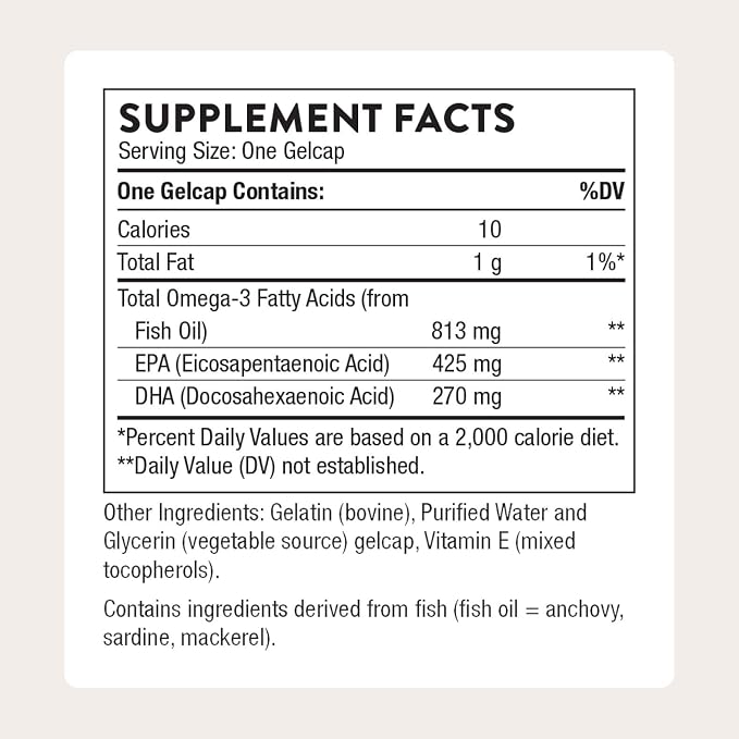 THORNE - Super EPA - Omega-3 Fish Oil Supplement with EPA & DHA from Sustainably Sourced Fish - Supports Brain, Skin, Joint & Heart Health* - Third-Party Certified - Gluten & Dairy-Free - 90 Softgels