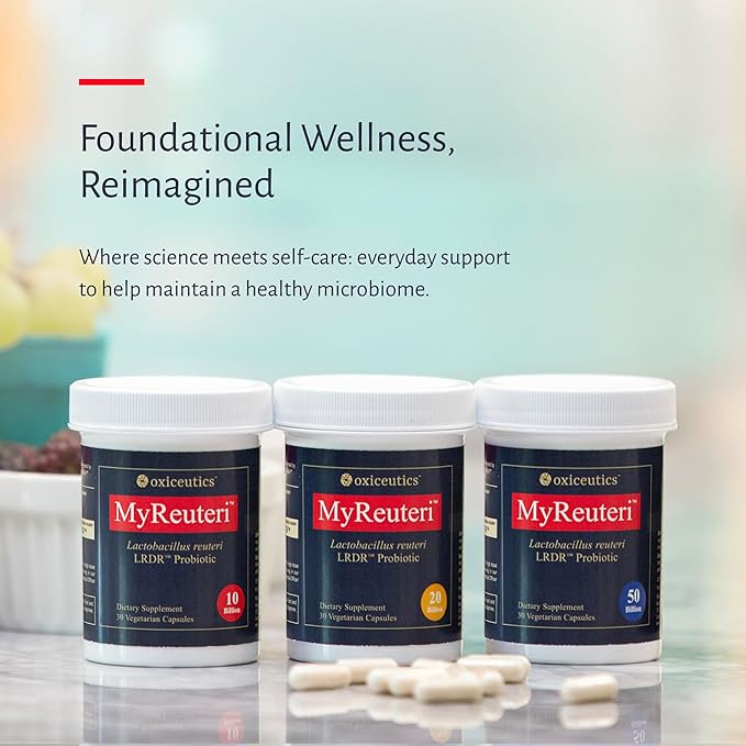 MyReuteri™ 20 Billion CFU Probiotic – Enhanced-Strength L. reuteri LRDR™ + FOS Prebiotic – by Dr. William Davis – Makes Yogurt-Like Superfood – 30 Veg Capsules