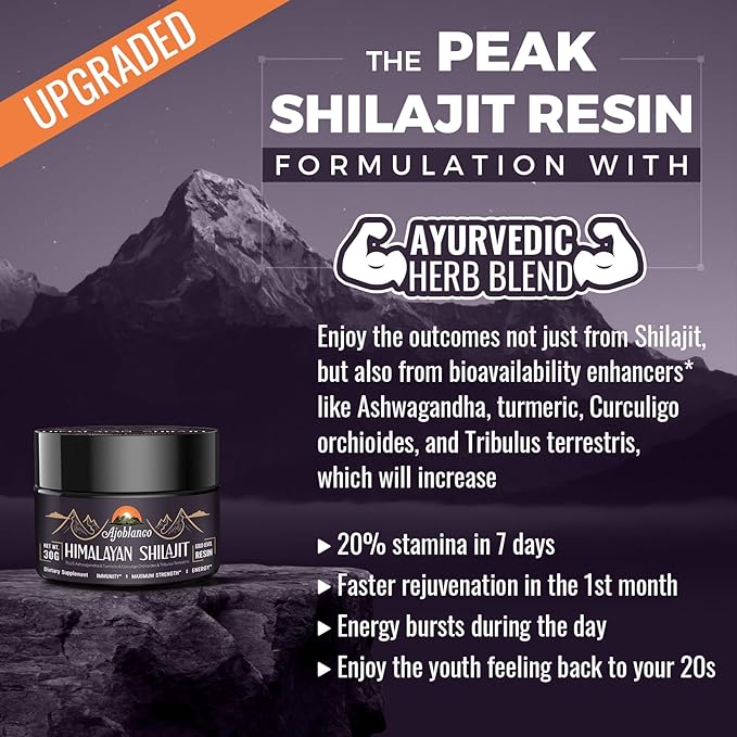 600mg Shilajit Pure Himalayan Organic Shilajit Resin - Himalayan Shilajit Resin with Organic Ayurvedic Blend in High Potency for Energy, Strength & Immunity, Pack of 3