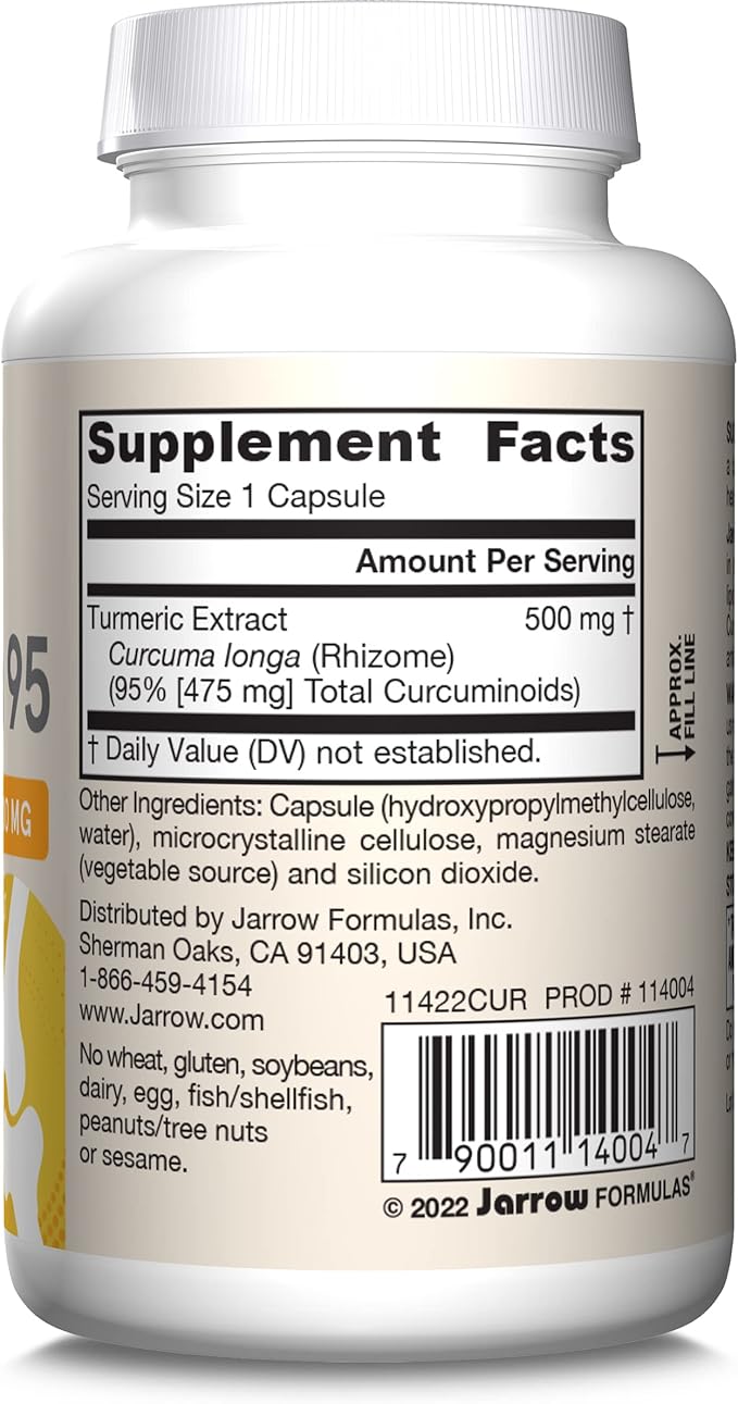 Jarrow Formulas Curcumin 95 Supplement - Turmeric Extract Supplement, 500 mg for Antioxidant & Joint Support, 60 Capsules