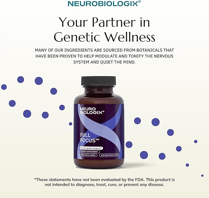 Neurobiologix Full Focus for Men & Women, Brain & Mood Support Supplement, Promotes Focus, Memory & Cognitive Function, with Green Coffee Bean, Bacopa, Magnesium & SAM-E, Gluten Free, 120 Capsules