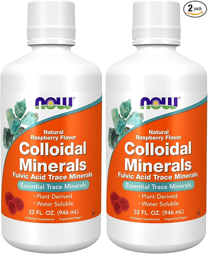 NOW Foods Supplements,Colloidal Minerals Liquid,Plant Derived,Essential Trace Minerals,Raspberry,32-Ounce,(Pack of 2)