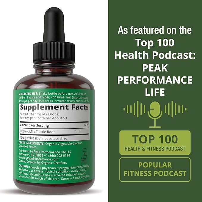 USDA Organic Milk Thistle Extract Vegan Liquid Drops. Liver Detox Herbal Supplement. Zero Sugar, Great for Digestion and A Cleanse. Pure Organic Milk Thistle Tincture Supplements for Women and Men