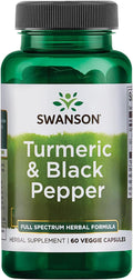 Swanson Organic Turmeric & Black Pepper Joint Health Supplement for Active Adults Seeking Anti-Inflammatory Support with Enhanced Bioavailability (60 Vegan Capsules)