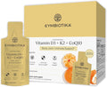 CYMBIOTIKA Liposomal Vitamin D3 + K2 + CoQ10 Liquid Supplement, Enhanced Absorption, Joint + Bone Health, Immune Support, Heart Health, Gluten Free, Soy Free, Plant-Based, 28 5 mL Packets