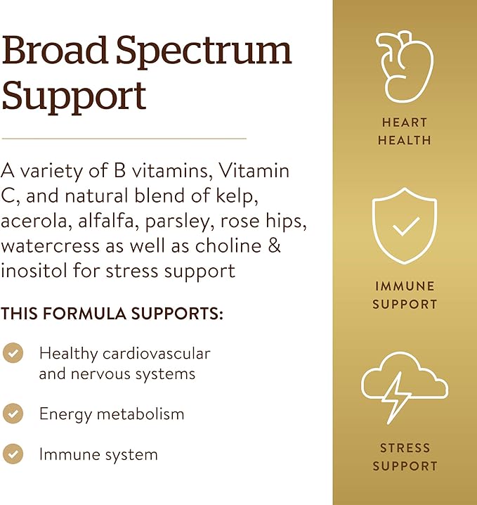 Solgar B-Complex with Vitamin C Stress Formula, 250 Tablets - Energy Metabolism, Nervous System & Immune Support - Non-GMO, Vegan, Gluten Free, Dairy Free, Kosher - 125 Servings