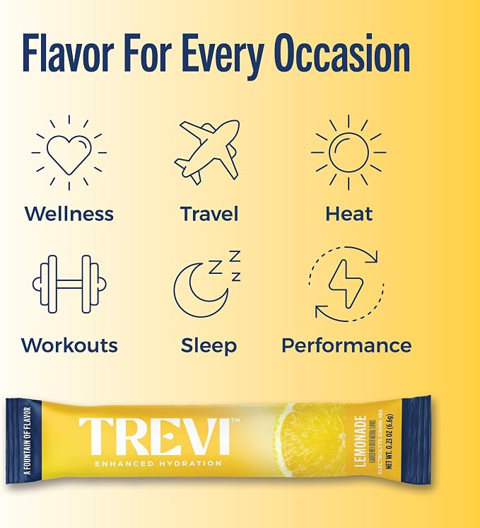 TREVI Electrolytes Powder Packets, Sugar Free Hydration, Lemonade 28 Pack