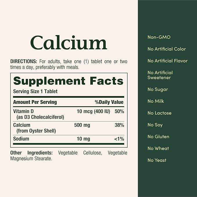 Nature’s Bounty Calcium Plus 400 IU Vitamin D3, Immune Support & Bone Health, 300 Tablets