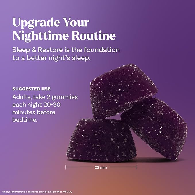 Natrol Sleep & Restore Magnesium Glycinate Blend Gummies,Magnesium for Sleep Aids for Adults,Melatonin-Free,Cherry Flavored,30 Day Supply,(Pack of 2)