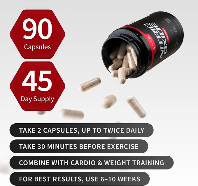 Snap Supplements Nitric Oxide Booster Pre Workout, Muscle Builder - L Arginine, L Citrulline 1500mg Formula, Tribulus Extract & Panax Ginseng, Strength & Endurance (90 Capsules)