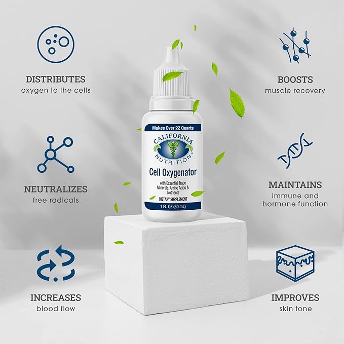 Cell Oxygenator Oxygen Boost, 1fl oz (30ml), Cell Food Oxygen Drops with Zinc, Support Immune System, Liquid Oxygen Dietary Supplement, Trace Minerals & Amino Acids