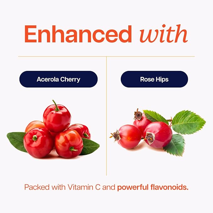 Purely Holistic Vitamin C 1000mg, 365 Capsules, 12 Month Supply, 2 Stage Timed Release with Ascorbic Acid, Rosehip & Acerola Cherry Bioflavonoid, Immune System Support, Vegan