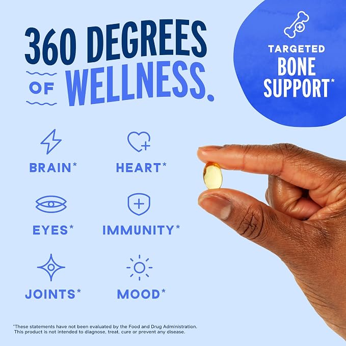 Oceanblue Professional Omega-3 2100 with Vitamin K2 & Vitamin D3 - Triple Strength Burpless Fish Oil Omega-3 Supplement with EPA & DHA - Wild Caught - Orange Flavor - 120 Mini Softgels