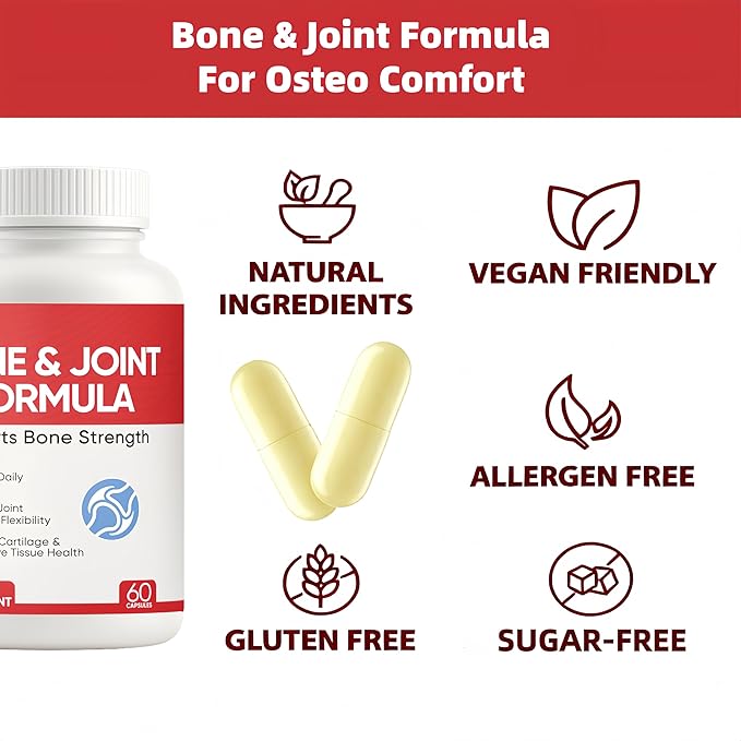 Osteo Bone & Joint Formula Forbone Density, Bone and Joint Formula Supplement, Calcium Supplements for Women with Vitamin D3, K2, Collagen Ll, Marine Multimineral Complex, 60 Capsules