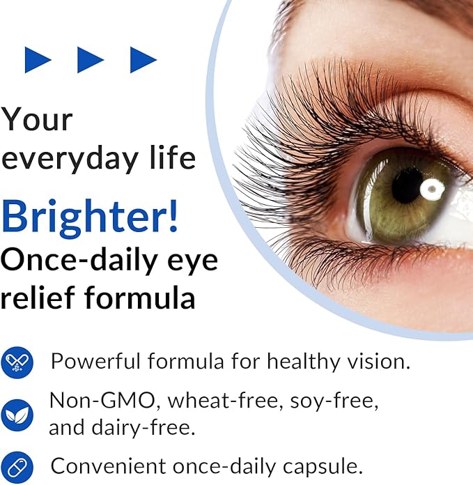Lutein 20 mg with Zeaxanthin, Bilberry Extract, Vitamin E for Men and Women, Eye Health Dietary Supplement, Relieves Eye Tiredness and Dryness, Supports Vision Clarity and Eye Health - 120 Capsules
