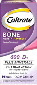 Caltrate 600+D3 Plus Minerals Calcium and Vitamin D Supplement Tablets, Bone Health and Mineral Supplement for Adults - 60 Count