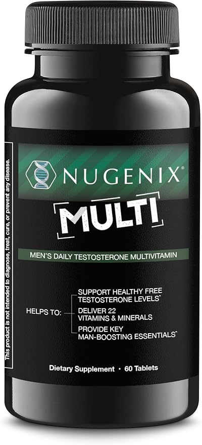 Nugenix Multivitamin for Men, Multivitamin and Testosterone Support - 19 Vitamins and Minerals, Supports Free Testosterone, Balance Cortisol, Promotes Nitric Oxide Production, Blood Flow - 60 Tablets