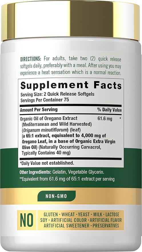 Carlyle Oregano Oil Supplement | 150 Softgel Capsules | Contains Carvacrol | Non-GMO & Gluten Free Formula