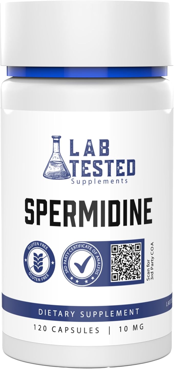 Spermidine 3HCL Supplement - 120 10mg Capsules - 3rd Party COA's provided with Every lot# - Spermidine Trihydrochloride