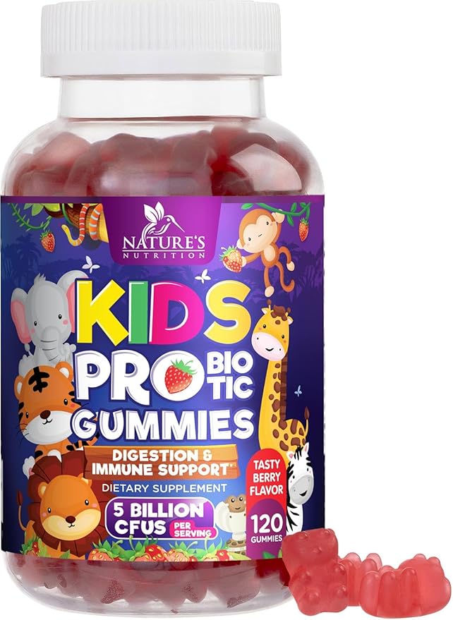 Probiotic for Kids - Natural Immune Support & Digestive Health Supplement - Nature's Daily Children's Probiotic Gummy for Ages 4+ Vegan, Gluten, Soy & Dairy Free - Berry Flavored - 120 Gummies