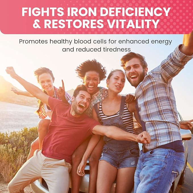 2 Pack Liquid Iron Supplement for Women, Men & Kids - Liquid Iron Drops with Folate, Vitamin C, B6, B12 for Anemia, Red Blood Cell, Energy Support - Strawberry Flavor