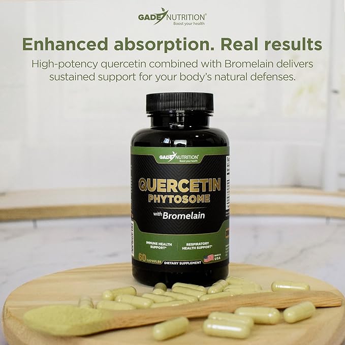 Gade Nutrition Quercetin Phytosome with Bromelain I Purified 95% I 50X Higher Absorption - Most Effective Form of Quercetin with Bromelain I Made in USA -Supplement for Men and Women