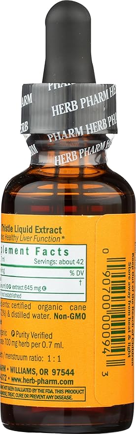 Herb Pharm Milk Thistle Seed Liquid Extract for Liver Function Support - 1 Ounce