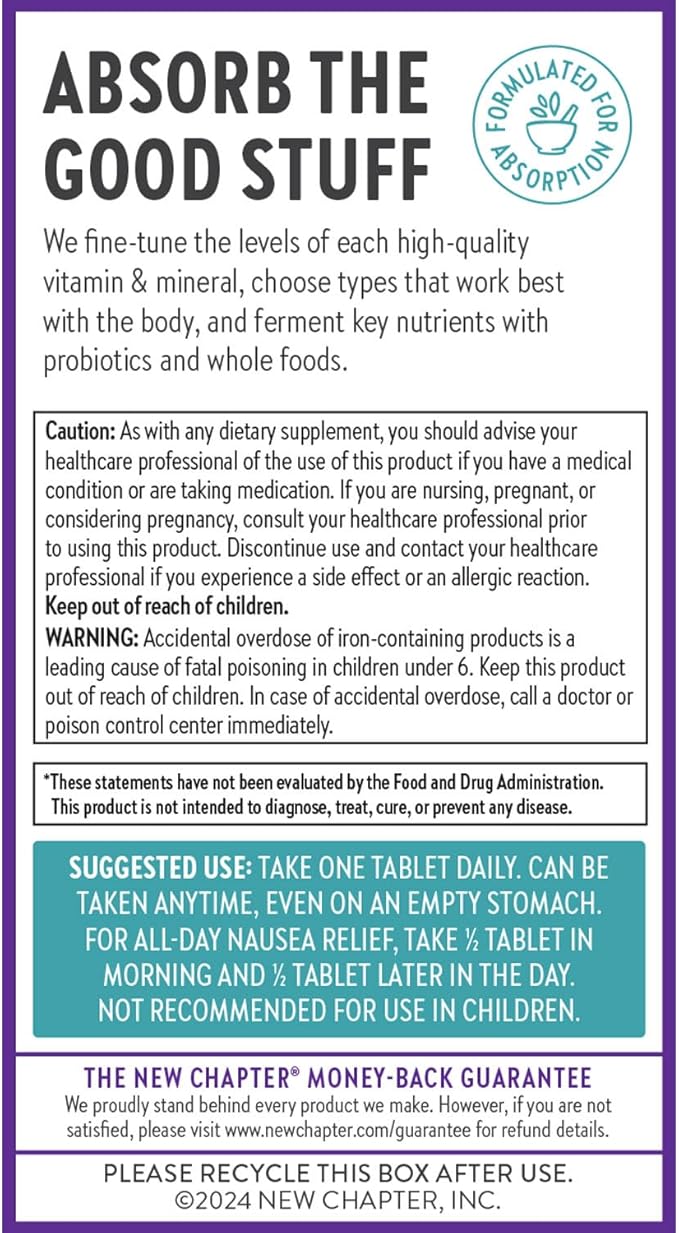 New Chapter Prenatal Vitamins, One Daily Prenatal Multivitamin with Methylfolate + Choline for Healthy Mom & Baby, Gluten Free & Non-GMO, 60 Count