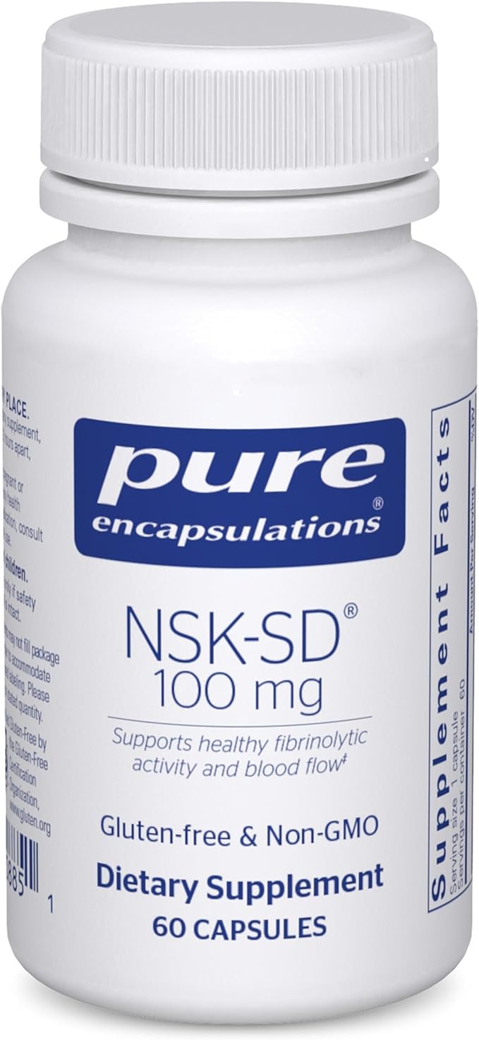 Pure Encapsulations NSK-SD - 100 mg Nattokinase - for Normal Blood Circulation - Supports Fibrinolytic Activity* - Gluten Free & Non-GMO - 60 Capsules