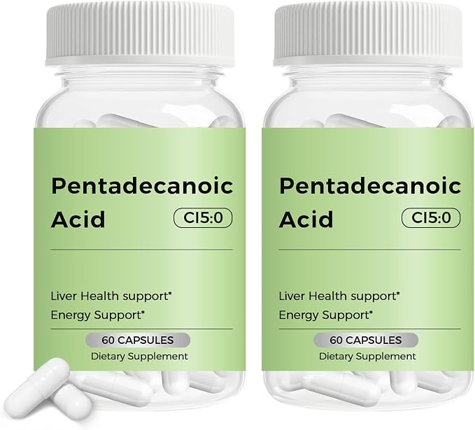 Pentadecanoic Acid, Pentadecanoic Acid Supplement, C15:0 Supplement, Cellular Metabolic Support & Immune System Enhancement, Premium High Altitude Sheep Milk Sourced 60 Capsule 2PCS