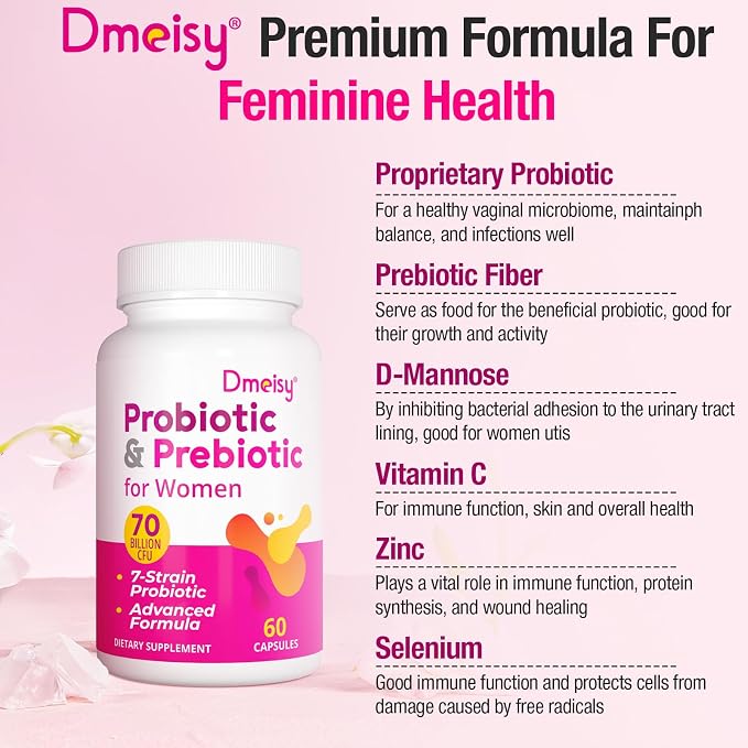 Vaginal Probiotics, 70 Billion CFU Probiotics for Women, 13-in-1 Womens Probiotic & Organic Prebiotics for Vaginal, Urinary, pH Balance, Immune, Gut & Digestive, Bloating Health - 4 Months Supply