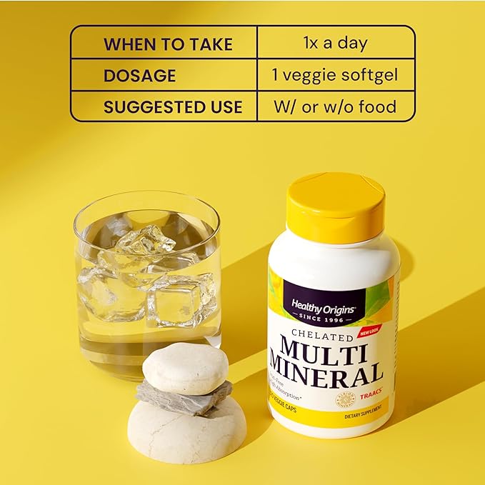 Healthy Origins Chelated Multi Mineral, 240 Veggie Capsules - Featuring Albion Minerals TRAACS High Bioavailability Complex - Supports Bone Health, Immune Function & Metabolic Wellness